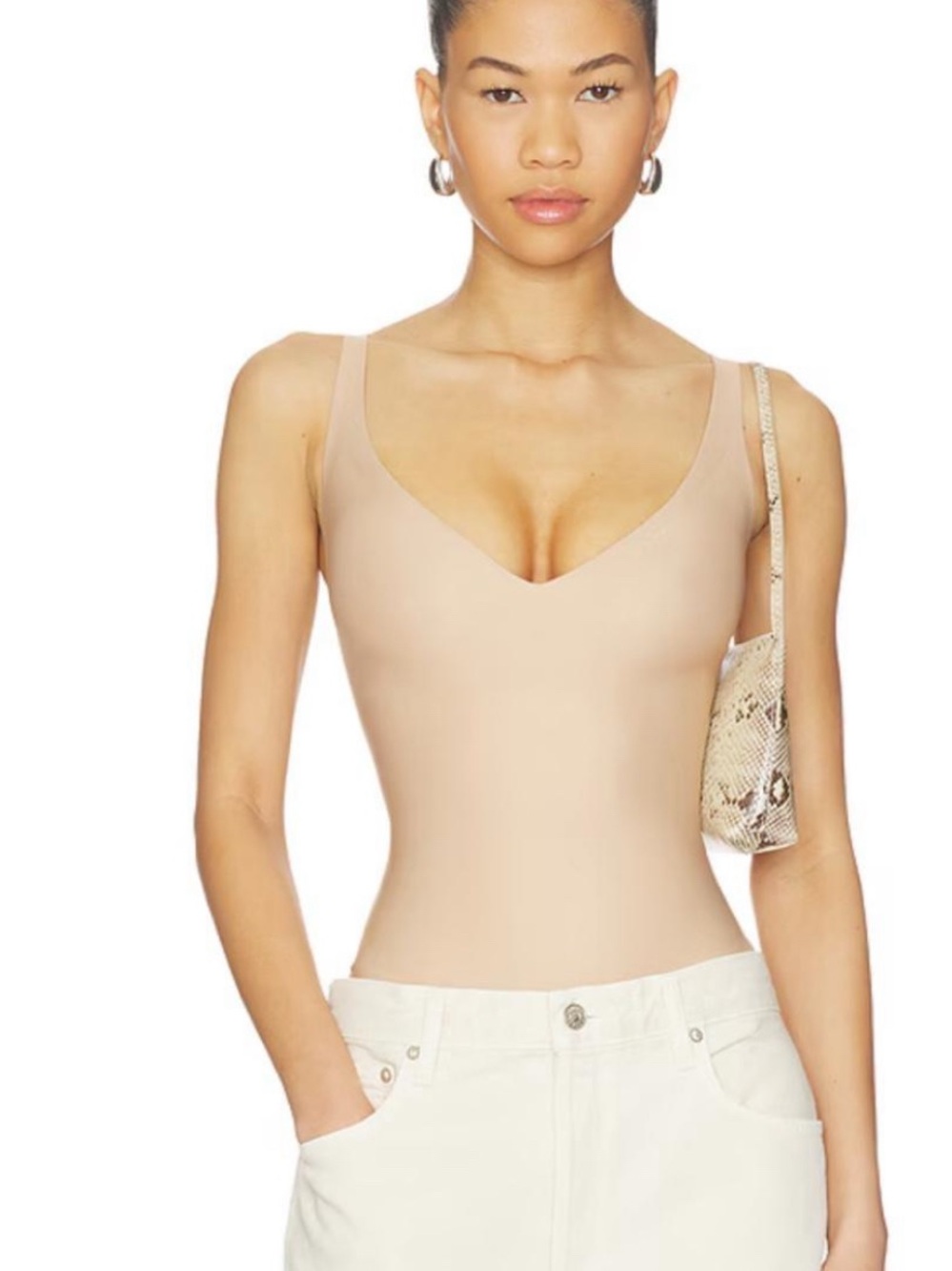 Skims body core sculpt plunge thong bodysuit CLAY